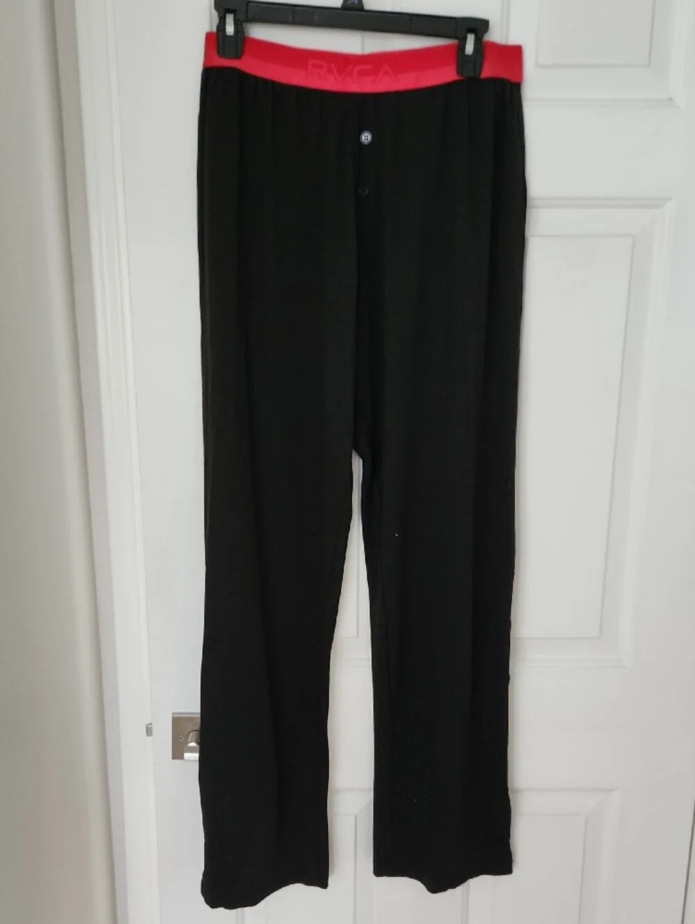 RVCA Black Lounge Pants with Red Elastic Waistband